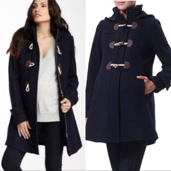 SOLD - MOMO MATERNITY Coat Small Wool Blend Navy Blue - Picture 4 of 16